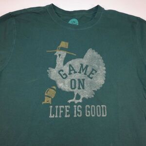 THANKSGIVING FOOTBALL LIFE IS GOOD TURKEY  GAME ON TEE T SHIRT Sz L